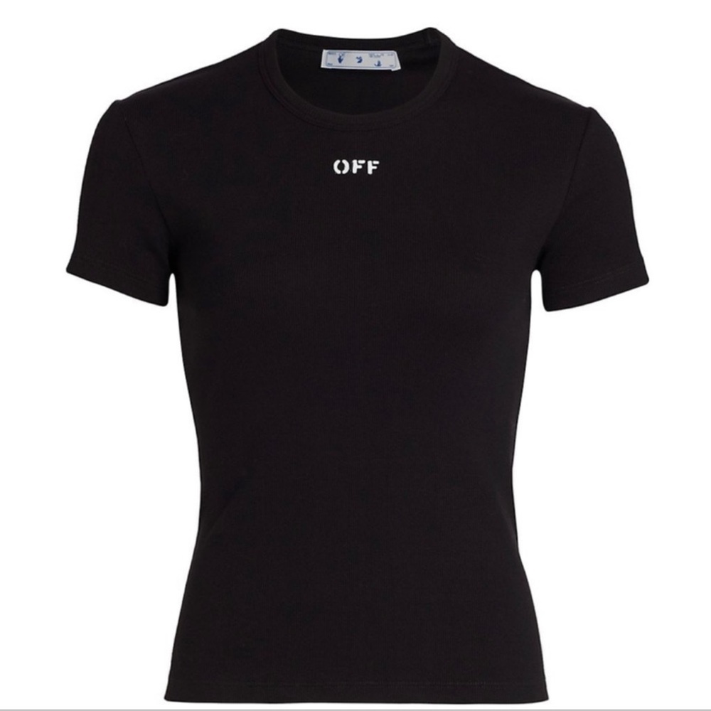 OFF-WHITE LOGO RIBBED T-SHIRT - Picture 2 of 5